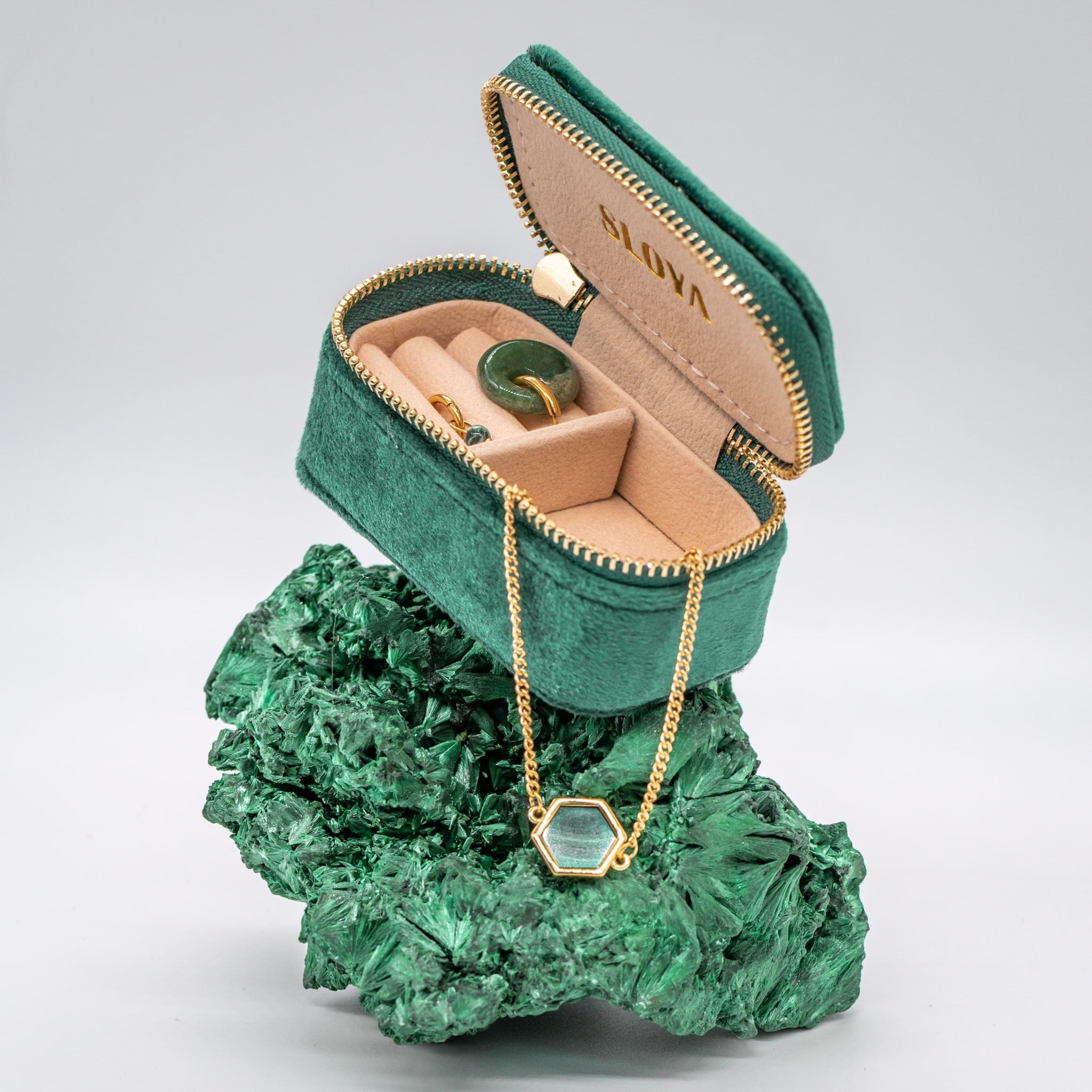 Mini boîte à bijoux velours vert emeraude - SLOYA